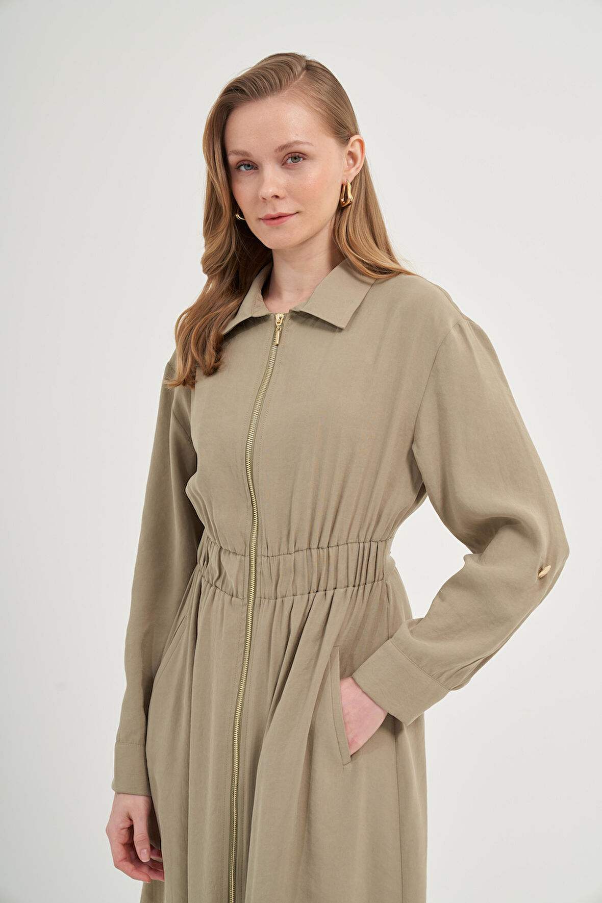 FTZ Women Kadın Modal Elbise  Haki 31033