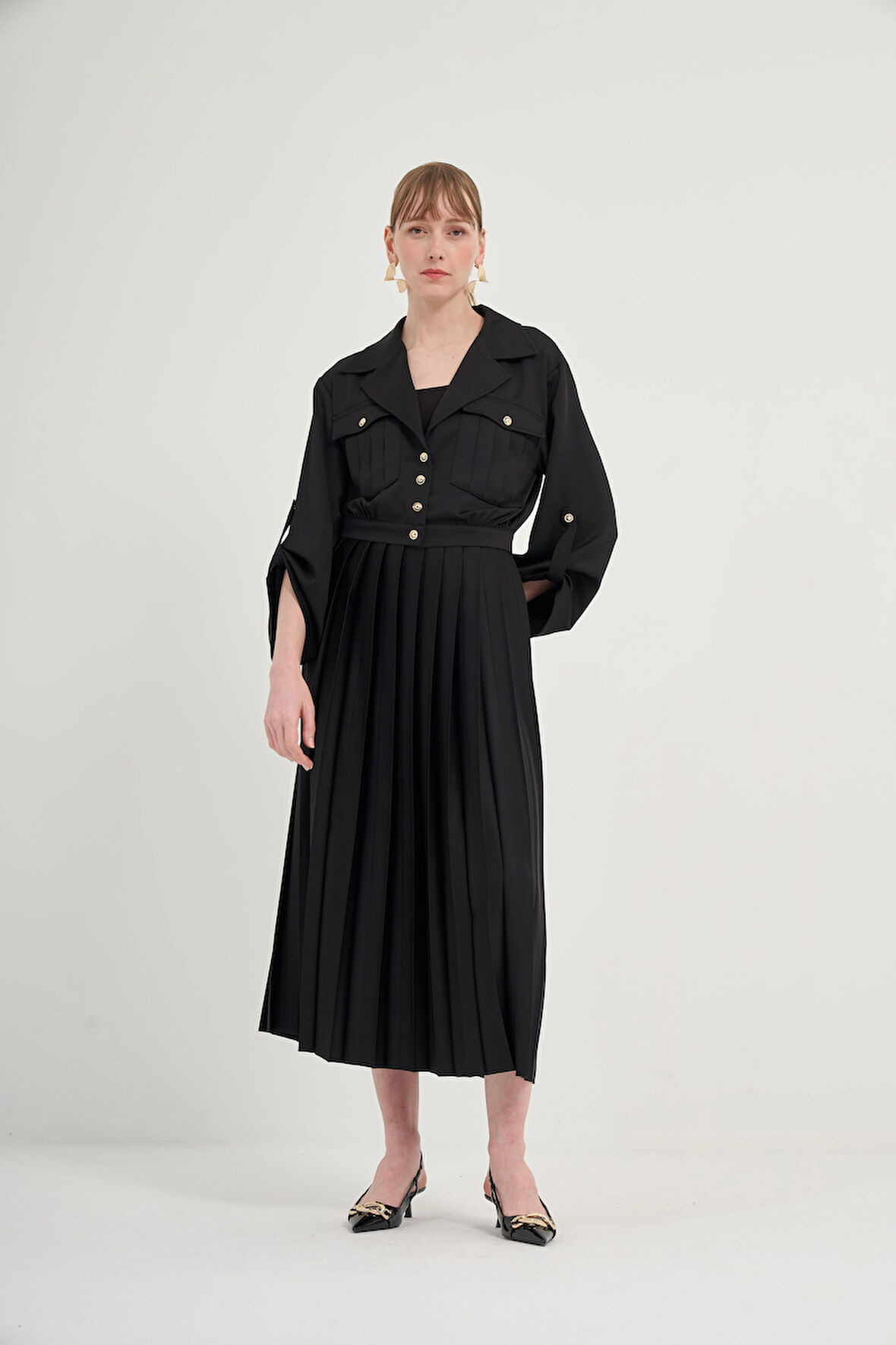 FTZ Women Kadın Plise Etekli Takım  Siyah 31042