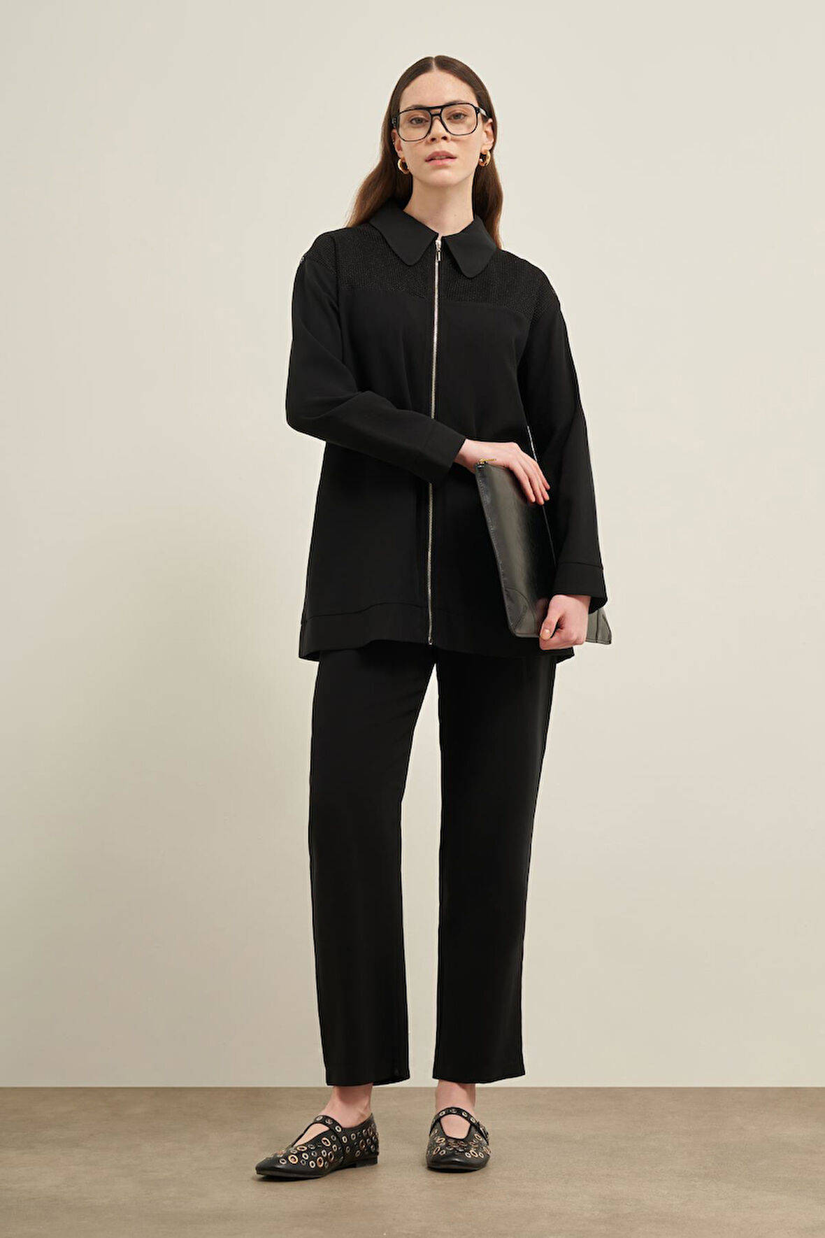 FTZ Women Kadın File Detay Takım  Siyah 31047