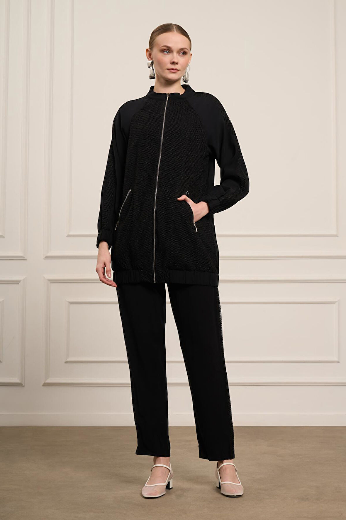 FTZ Women Kadın File Detay Tansel Takım  Siyah 31052