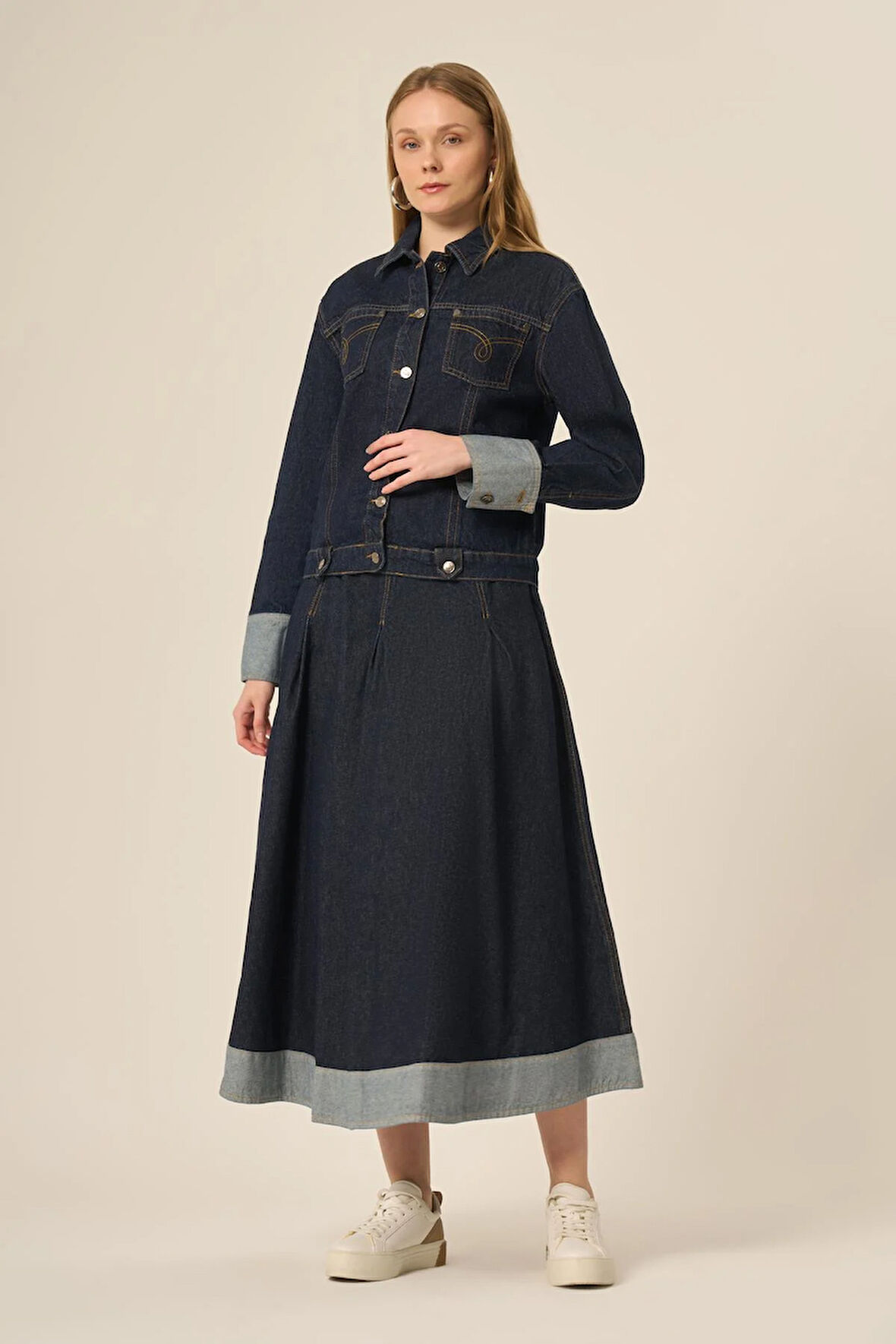 FTZ Women Kadın Kot Etekli Takım  Mavi 31127