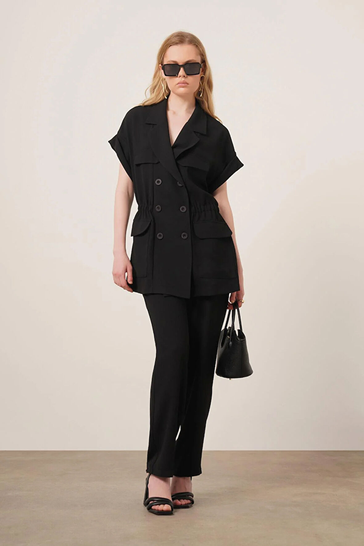 FTZ Women Kadın Crep Pantolonlu Takım  Siyah 31173