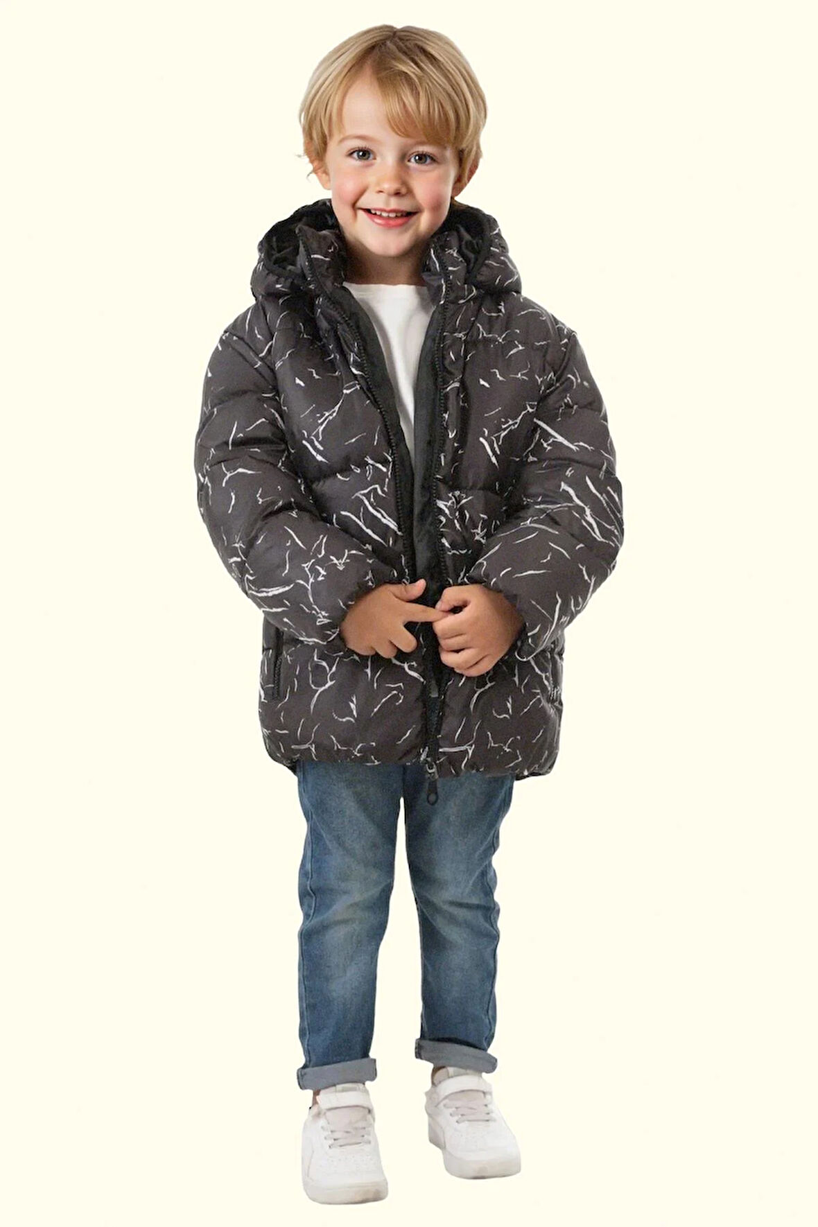 Erkek Çocuk Çıkabilir Kapüşonlu Su Ve Rüzgar Geçirmez Kışlık Şişme Mont & Kaban & Parka