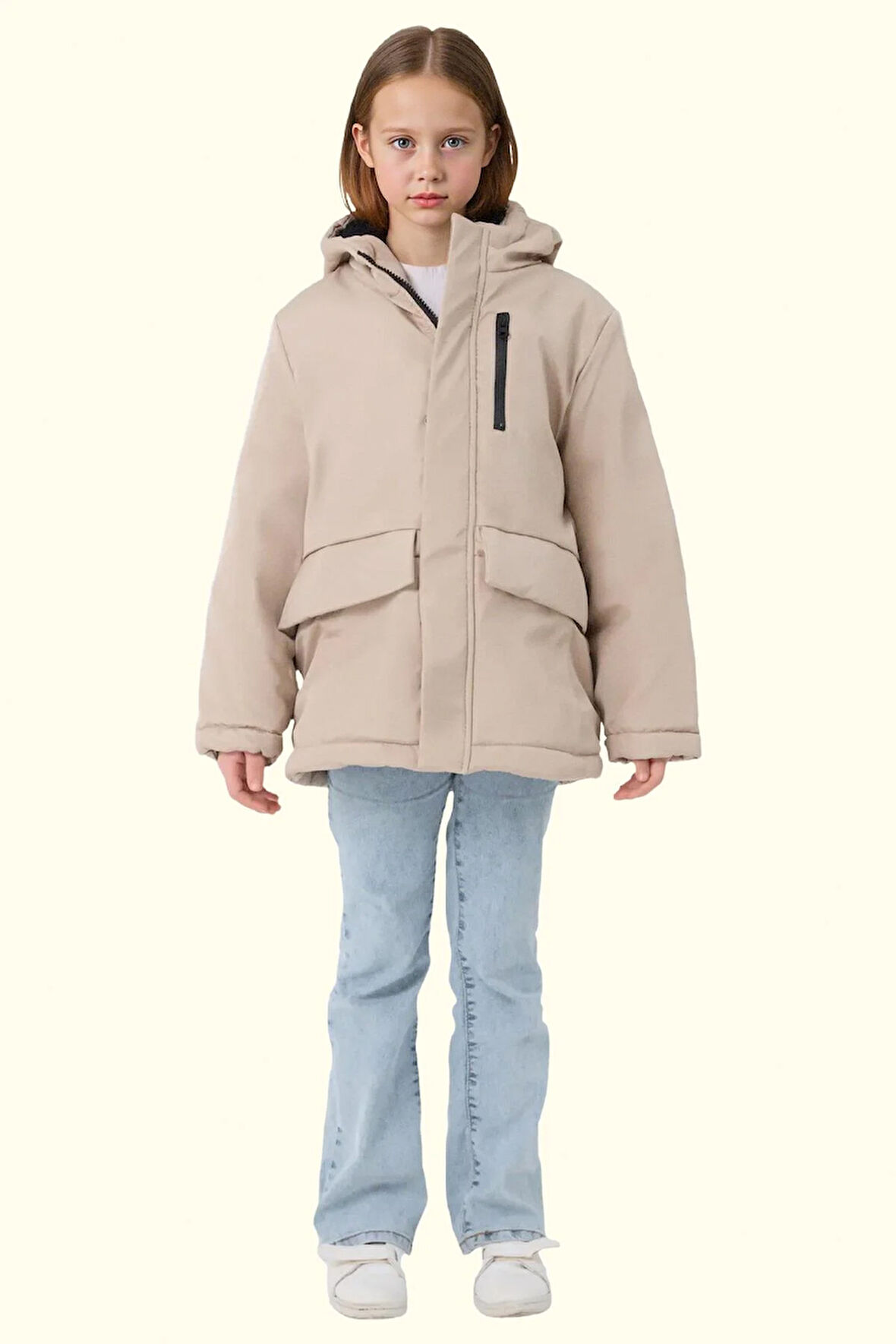 Kız Çocuk Kürklü Su Ve Rüzgar Geçirmez Kapüşonlu 3 Kışlık Mont & Kaban & Parka