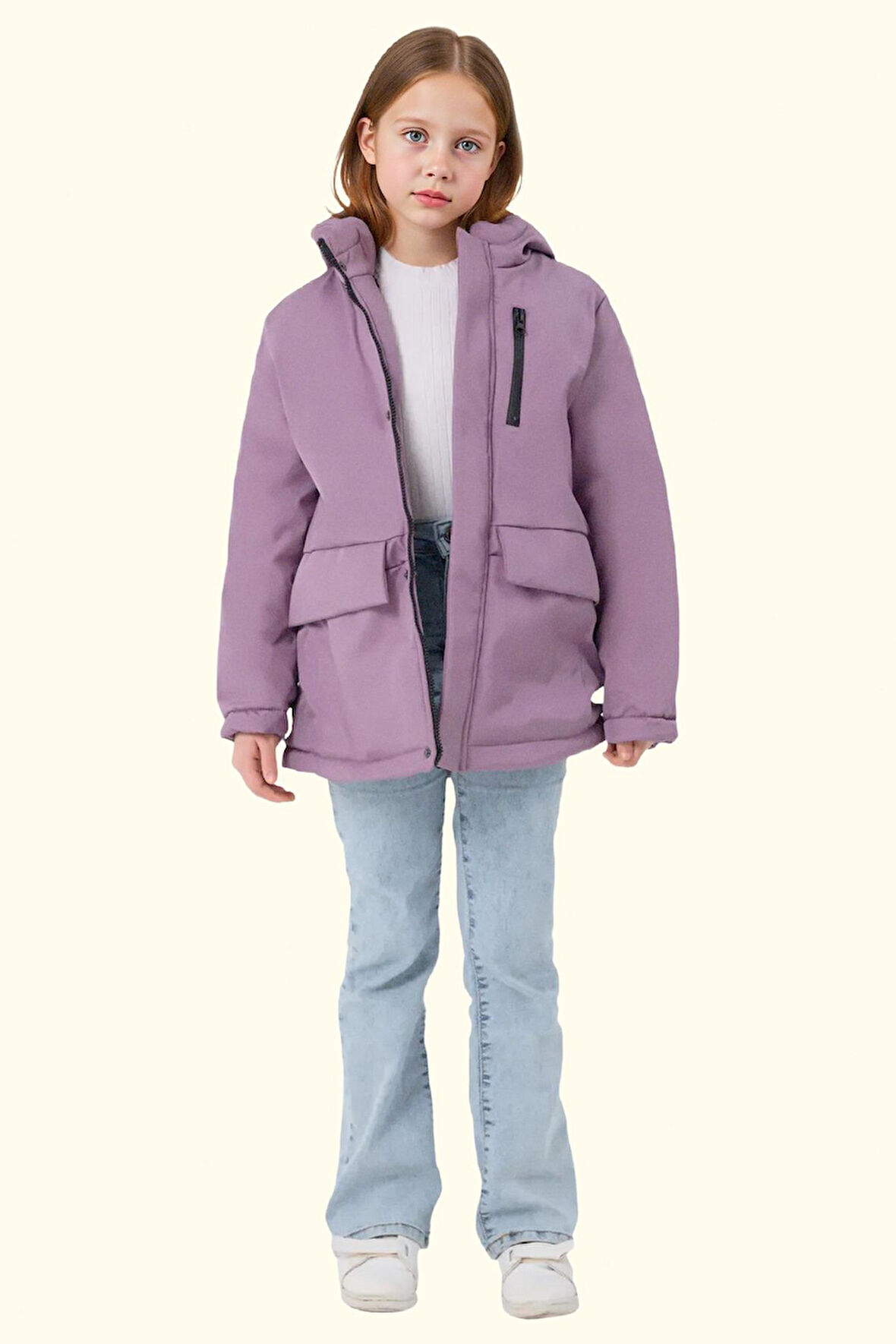 Kız Çocuk Kürklü Su Ve Rüzgar Geçirmez Kapüşonlu 3 Kışlık Mont & Kaban & Parka