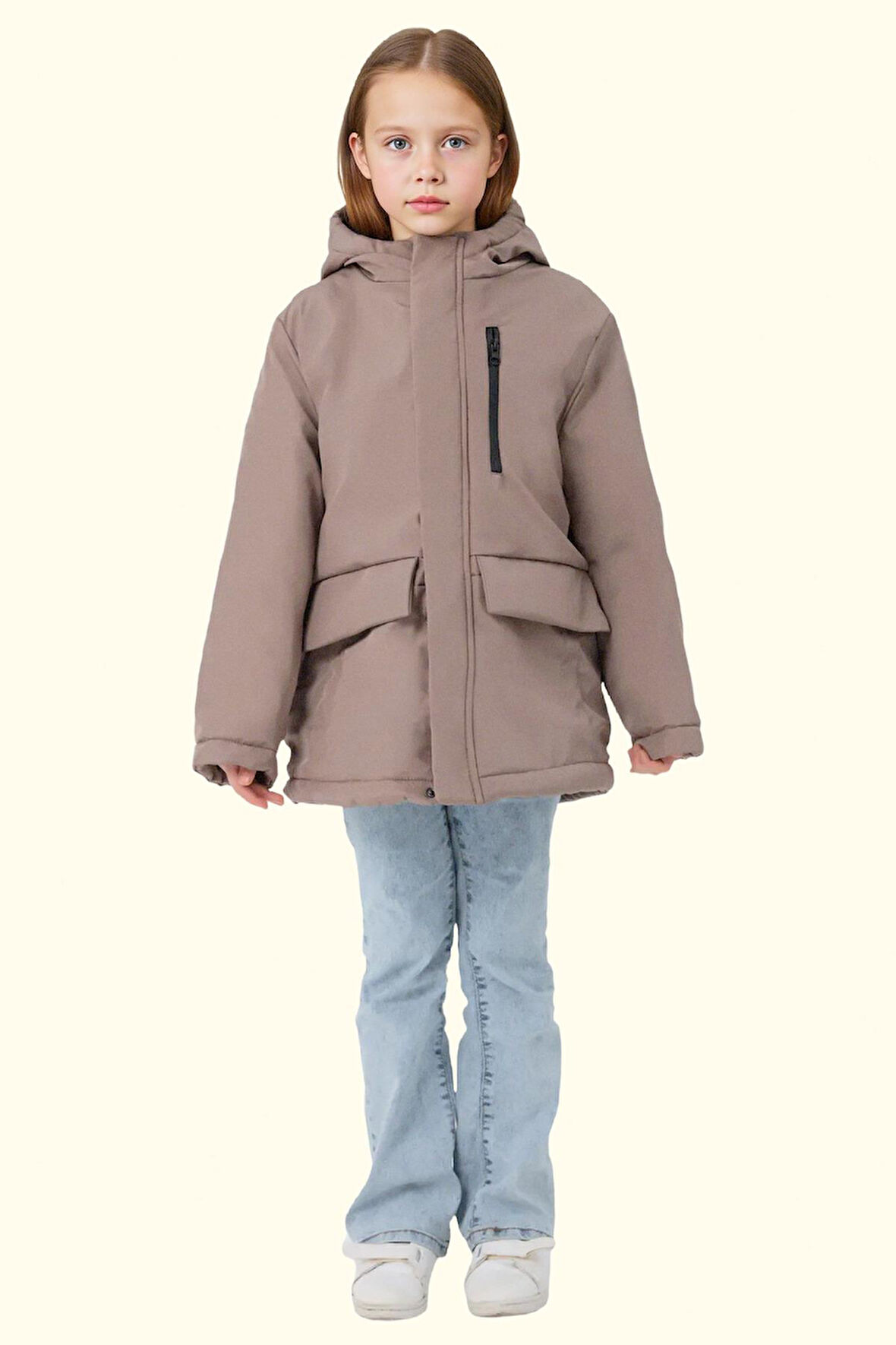 Kız Çocuk Kürklü Su Ve Rüzgar Geçirmez Kapüşonlu 3 Kışlık Mont & Kaban & Parka