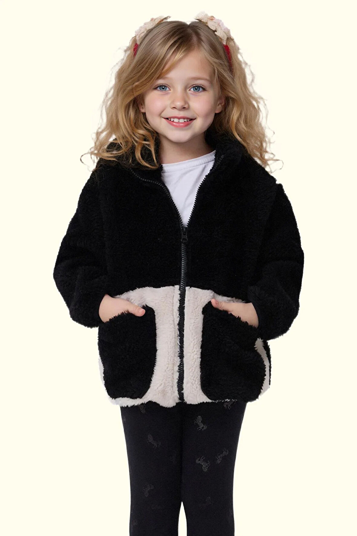 Kız Çocuk Peluş Fermuarlı Welsoft Kışlık Mont