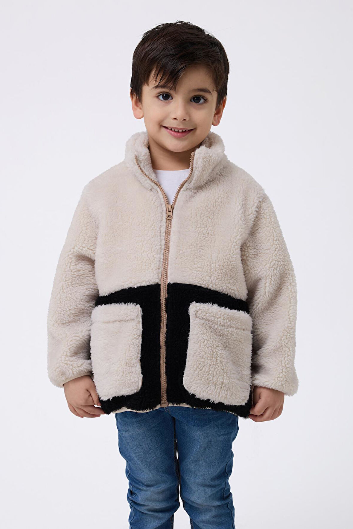 Erkek Çocuk Peluş Fermuarlı Welsoft Kışlık Mont