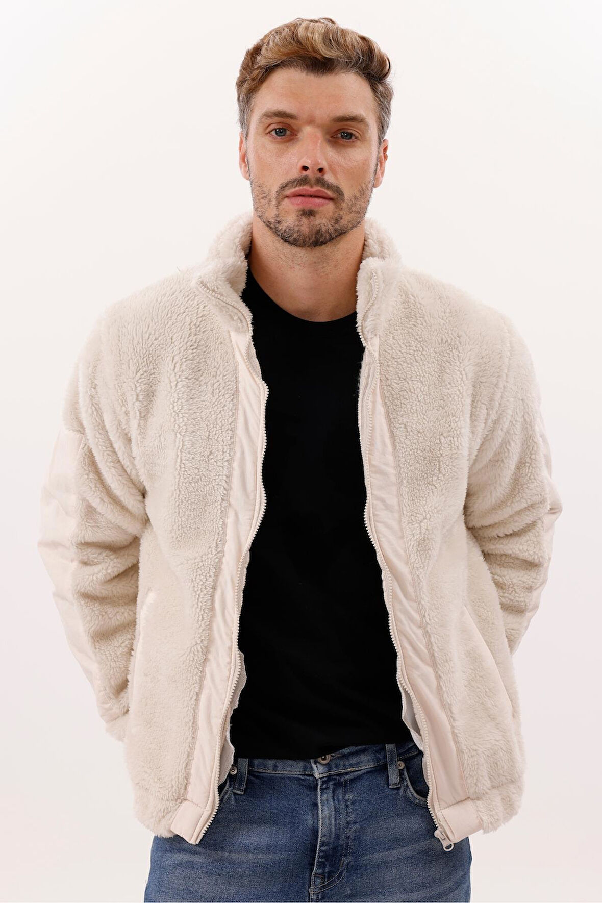 Erkek Peluş Rüzgar Geçirmez Welsoft Çift Kışlık Mont