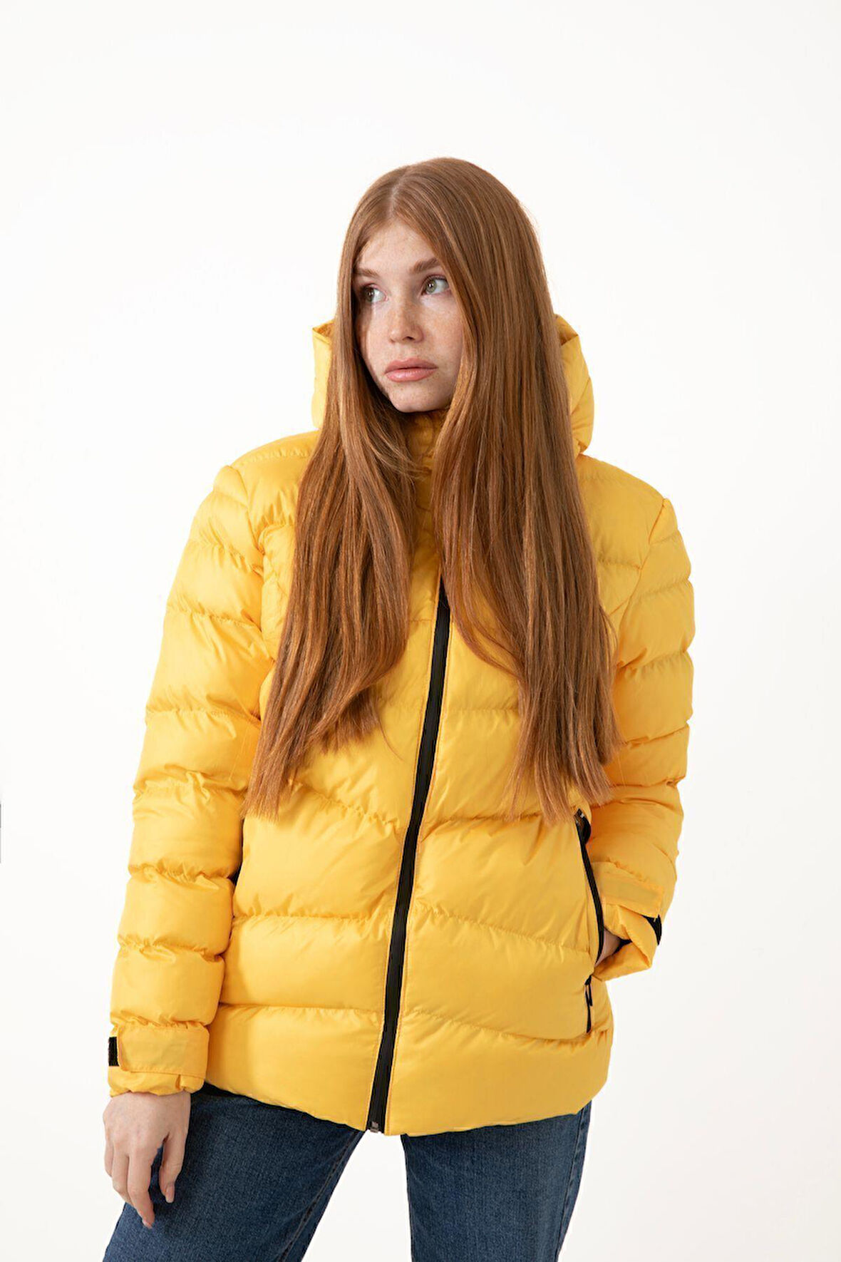 Spor Kadın Taş Kapüşonlu Içi Polarlı Su Geçirmez Rüzgara Dayanıklı  Mont & Kaban & Parka