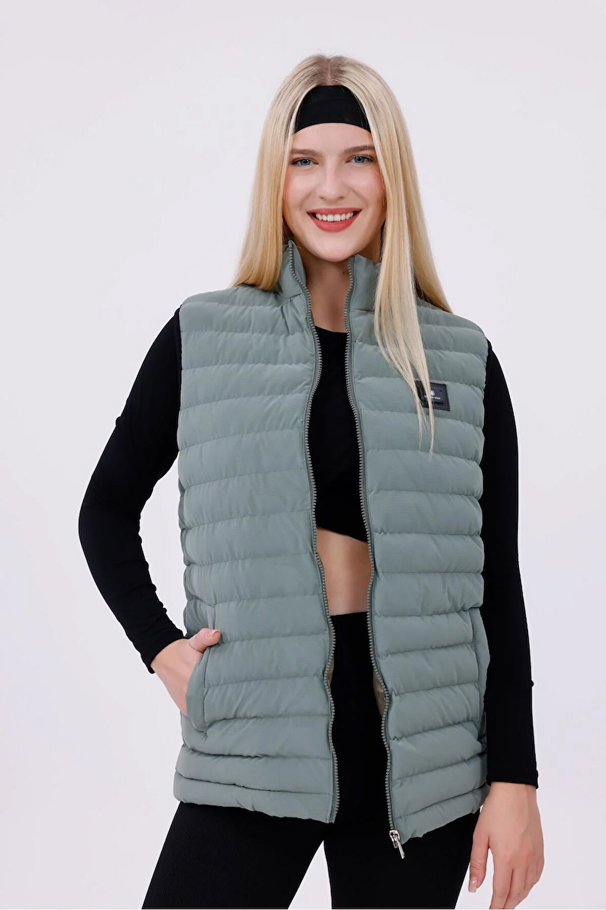 Kadın Nova Kumaş Şişme Yelek - İç Cepli