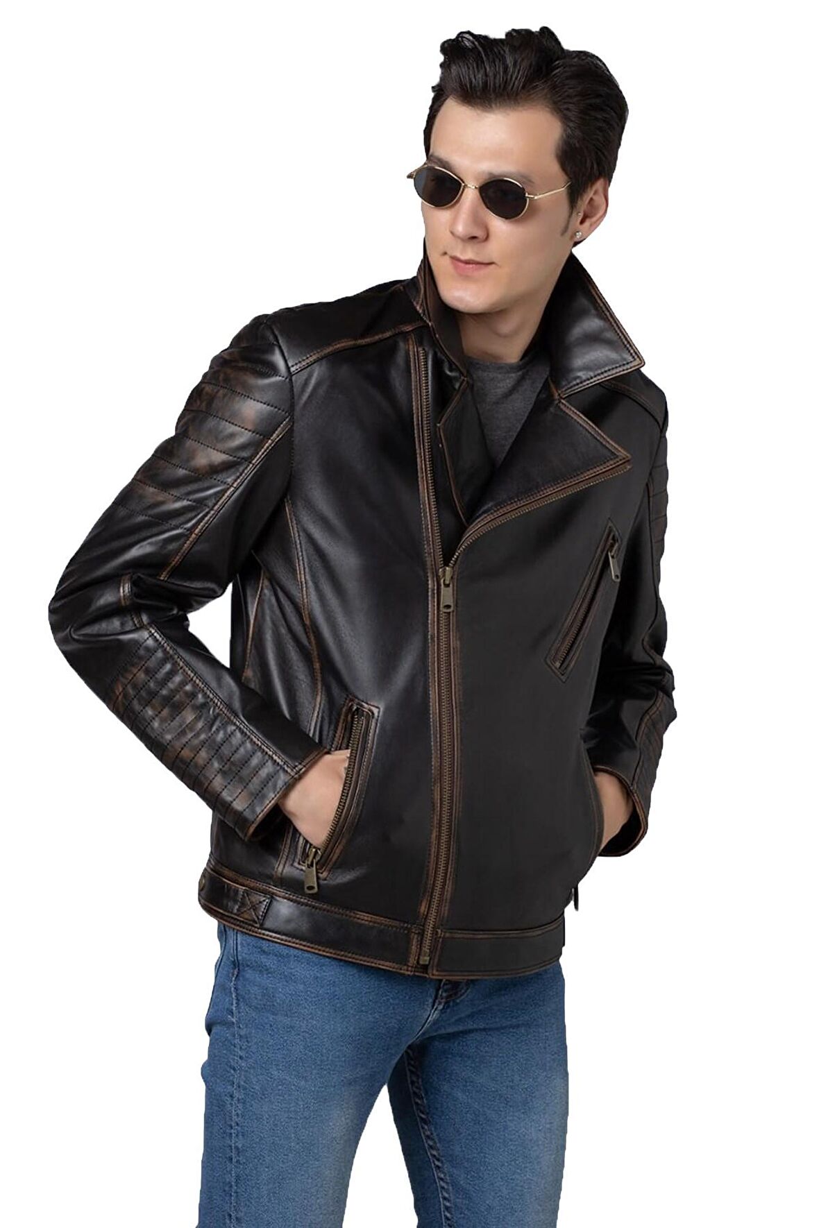 Siyah Francis Erkek Deri Mont