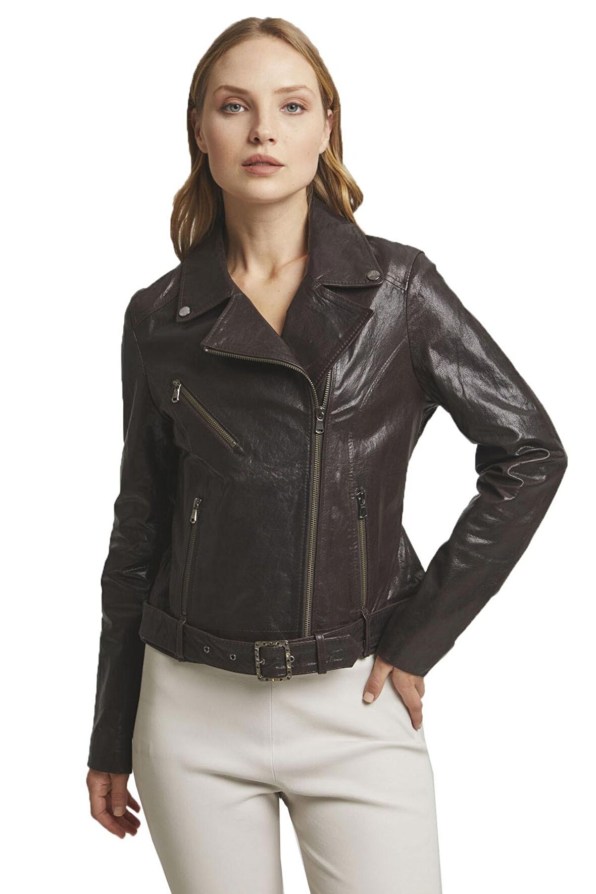 Kahve Melody Kadın Deri Mont