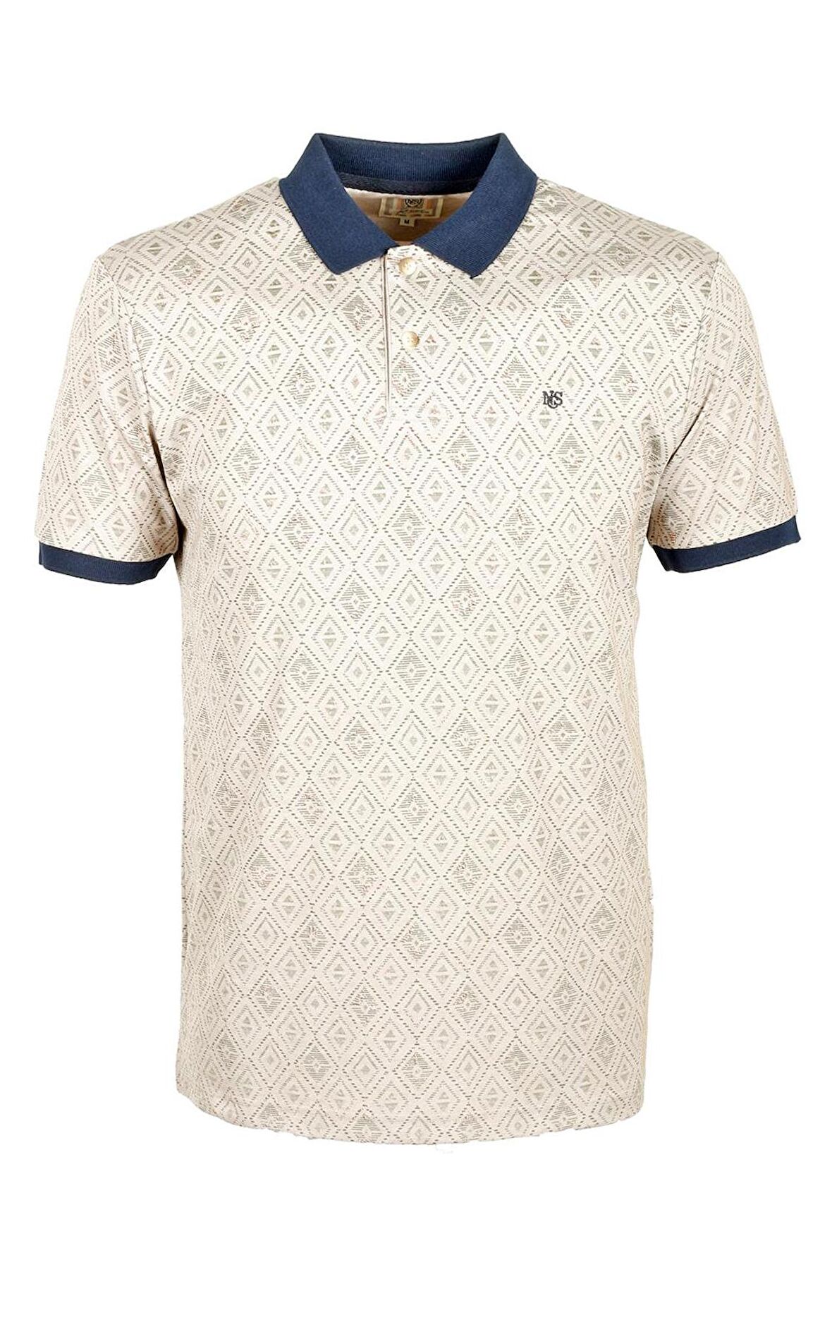 Erkek Taş Baskılı Slim Fit Dar Kesim Polo Yaka %100 Pamuk T-shirt Ncs Jeans 1989