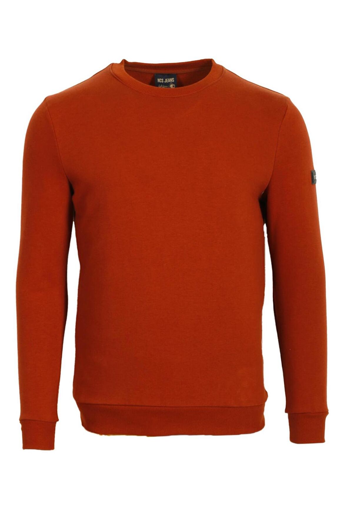 Kiremit Erkek Sweatshirt Bisiklet Yaka 3 İplik Yıkamalı Slim Fit Sweatshirt NCS JEANS 1617