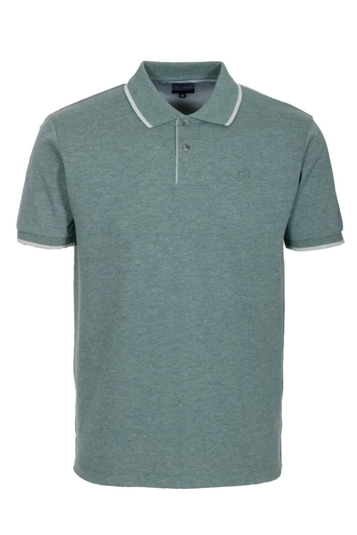 Erkek Polo Yaka Tişört Yeşil %100 Pamuk Slim Fit Ribanalı Kol T-shirt NCS JEANS 1245