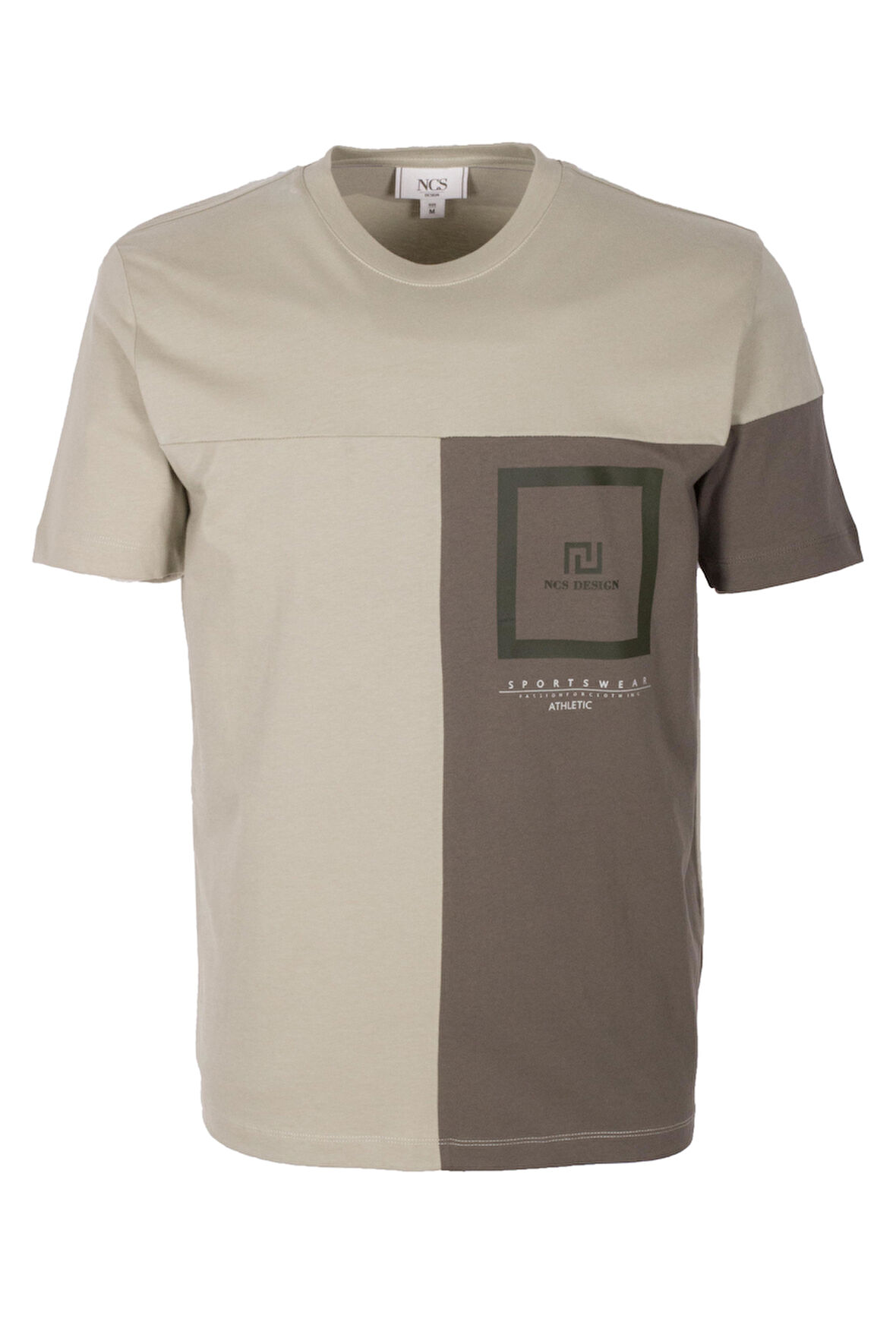 Erkek Tişört Bisiklet Yaka Haki Slim Fit %100 Pamuk T-shirt NCS JEANS 1301