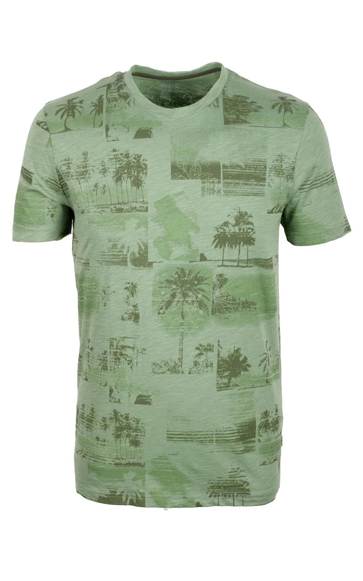 Erkek Çağla Slim Fit Baskılı Bisiklet Yaka %100 Pamuk T-shirt 1983