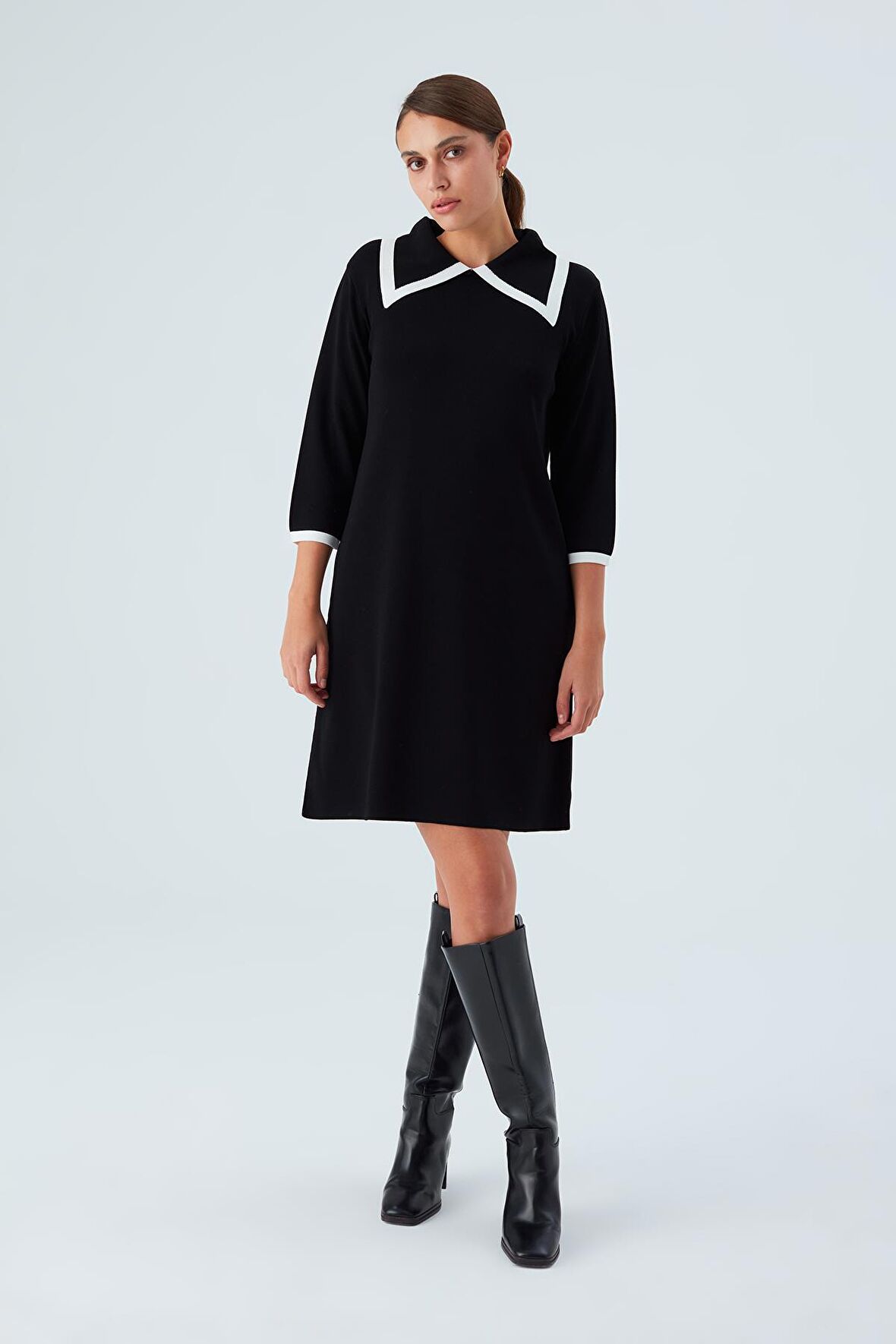 Peraluna GRACE DRESS Rahat Kesim A Form Rayon Kadın Triko Elbise Siyah
