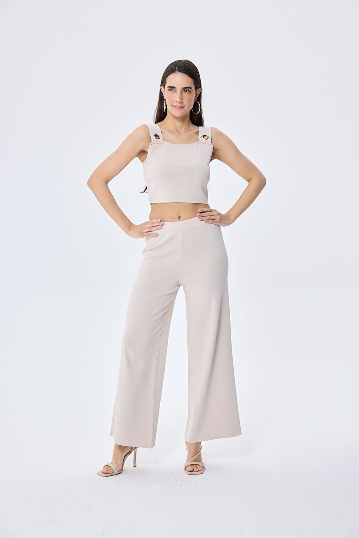 Memphis Trouser Kadın Rahat Kesim Triko Pantolon - TAŞ