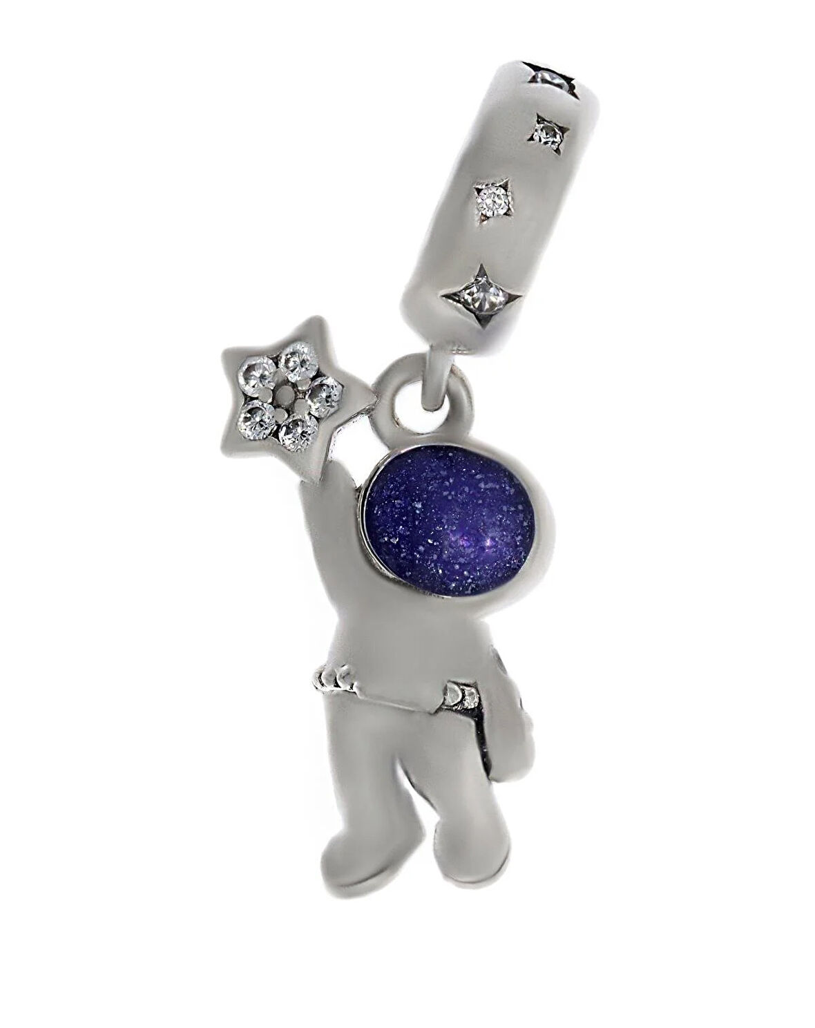 Kadın Astronot Model Gümüş Charm