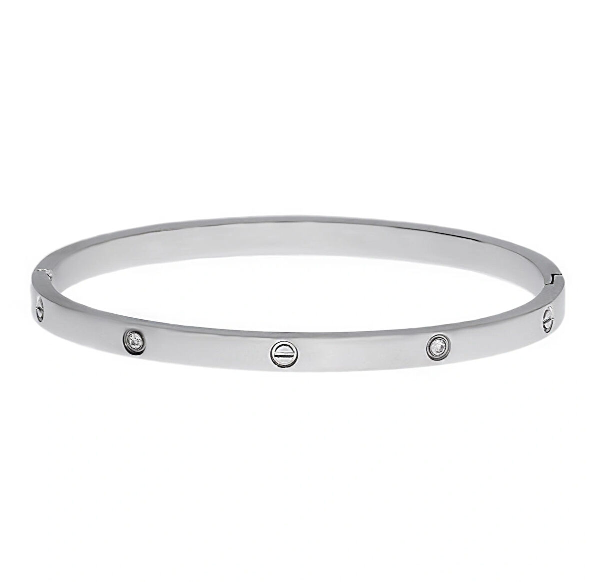 Kadın Gümüş Renk Şans Model Taşlı Çelik Bilezik