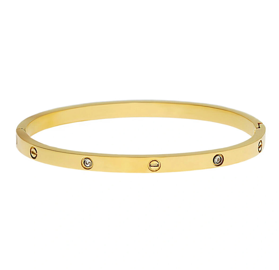 Kadın Gold Renk Şans Model Taşlı Çelik Bilezik