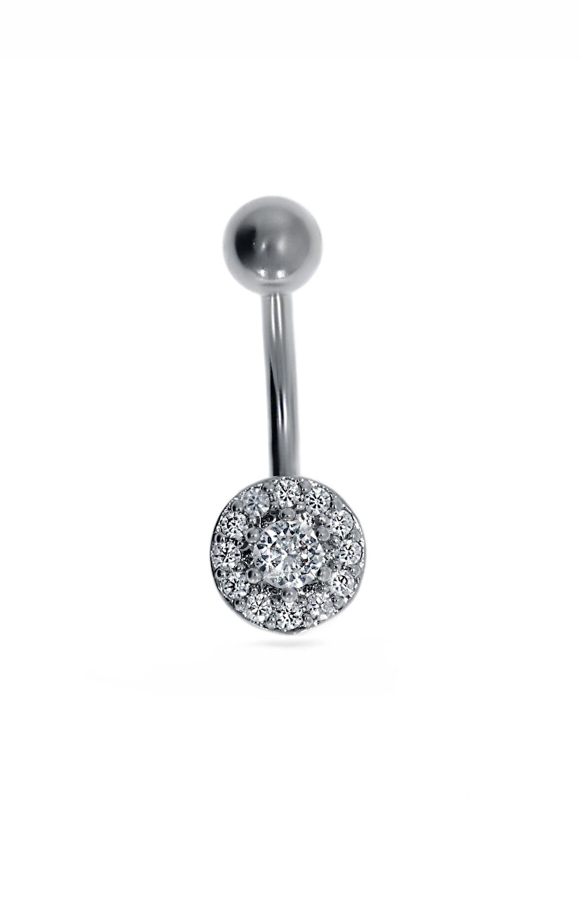 Kadın Taşlarla Çevrili Tek Taş Model Çelik Piercing