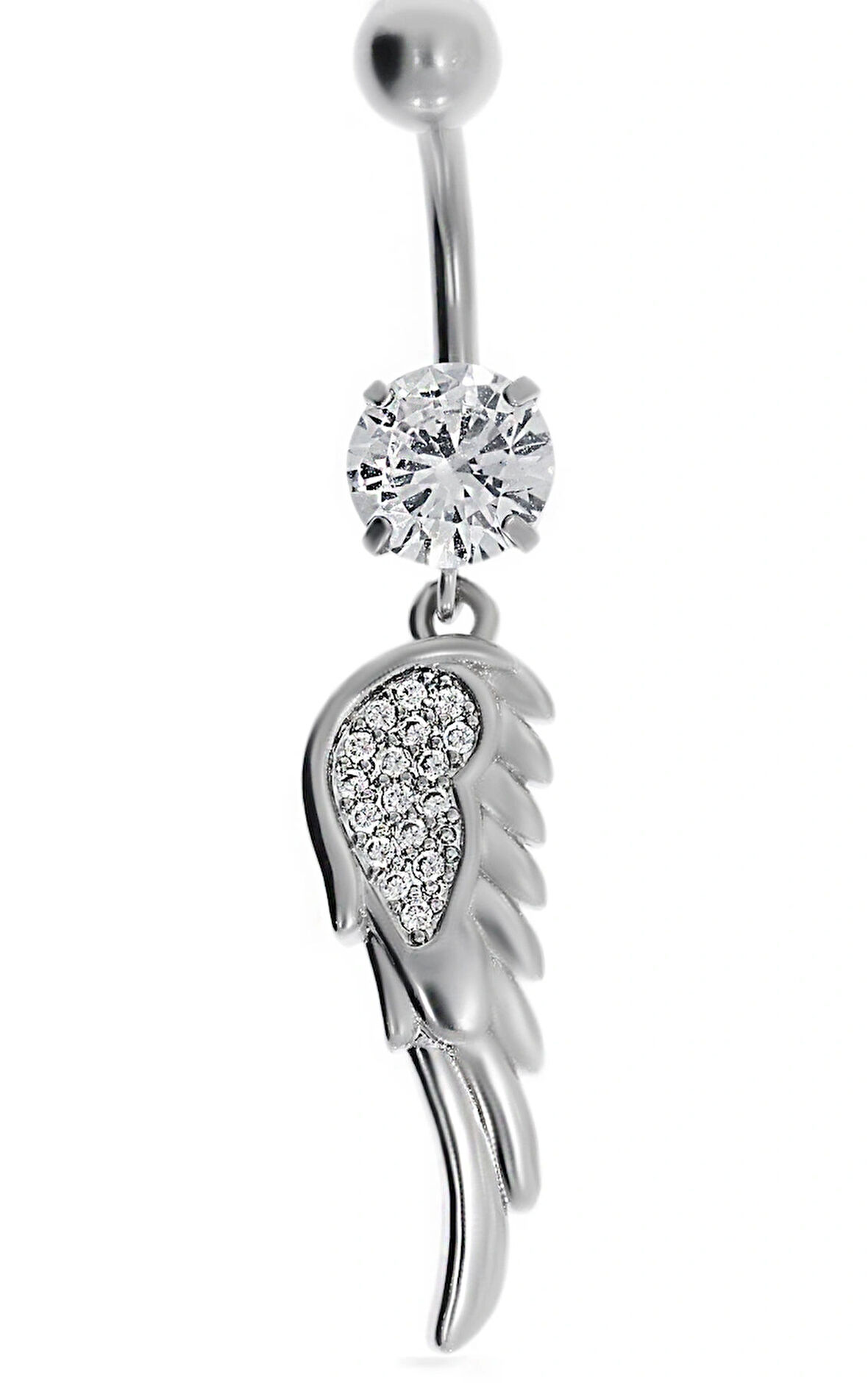 Kadın Melek Kanadı Taşlı Çelik Piercing