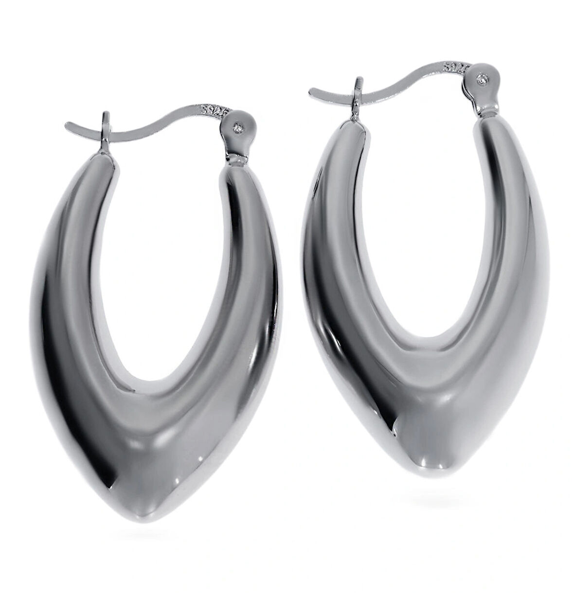 Kadın Oval Silver Renk Gümüş Küpe
