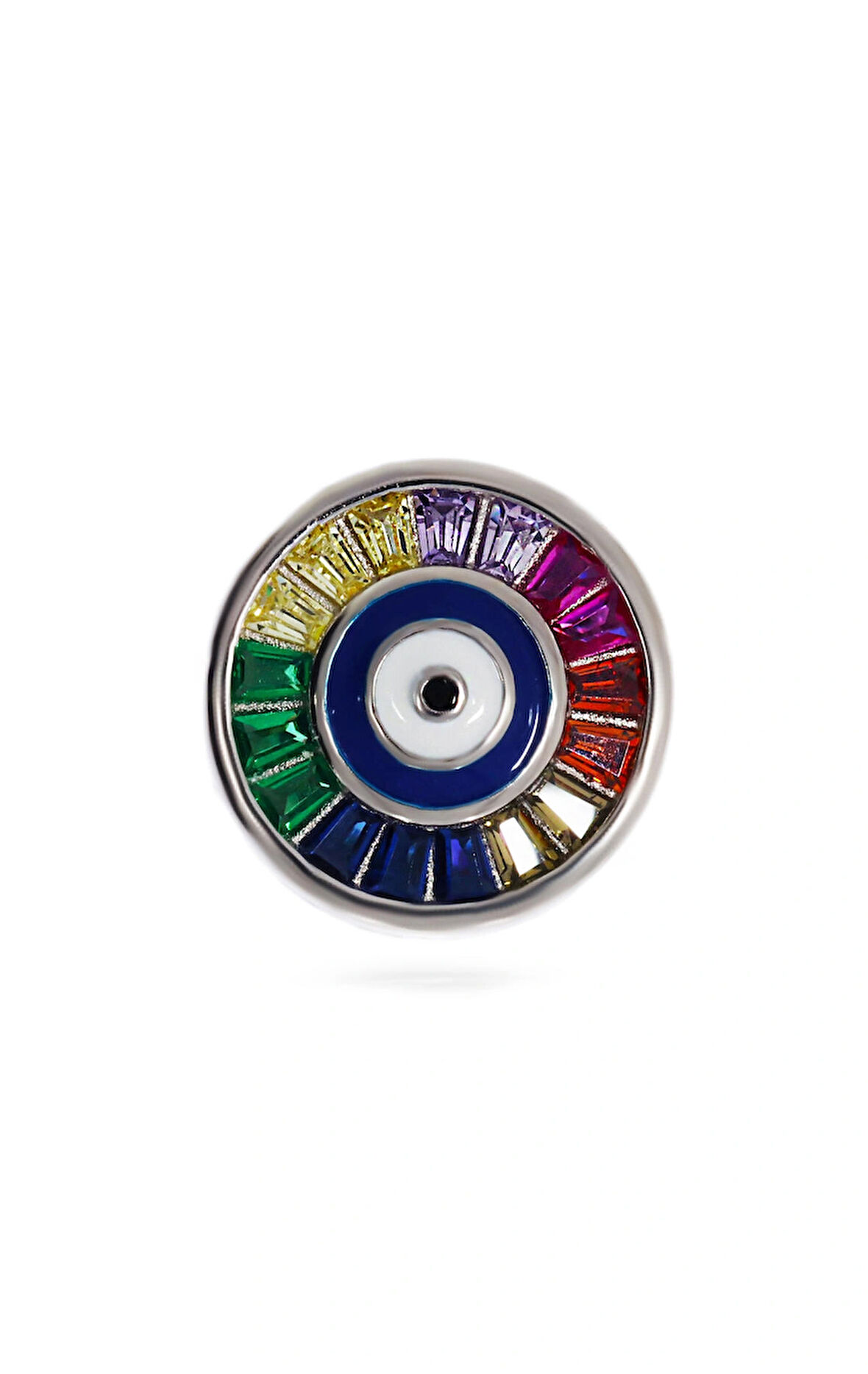 Kadın Rengarenk Taş Detay Nazar Boncuğu Model Gümüş Charm