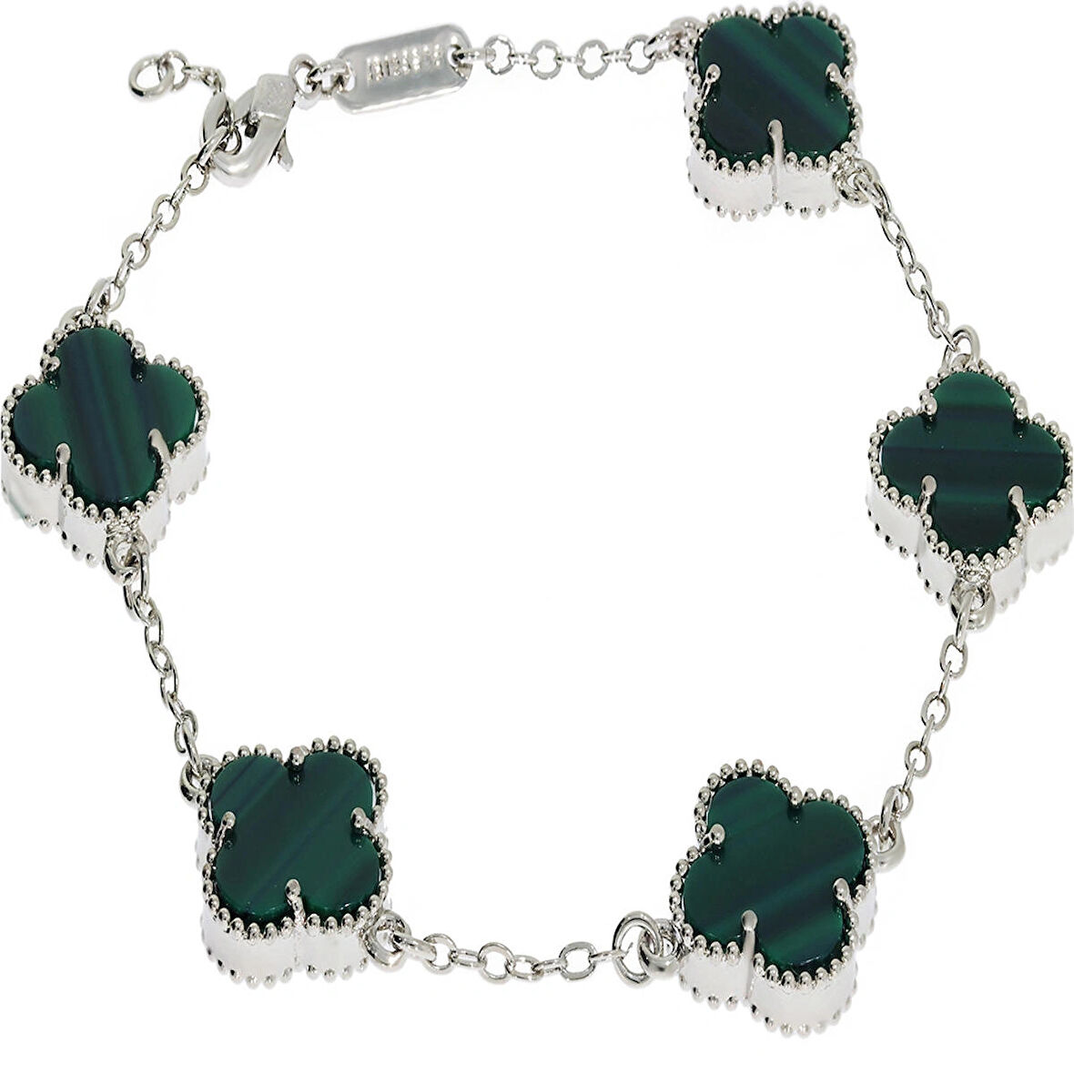 Kadın Koyu Yeşil Renk Yonca Model Çelik Bileklik