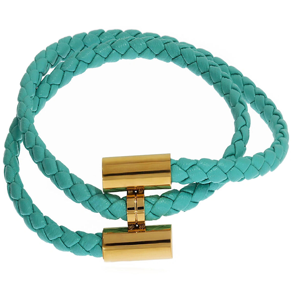 Unisex Turkuaz Renk Sarmal Deri Bileklik