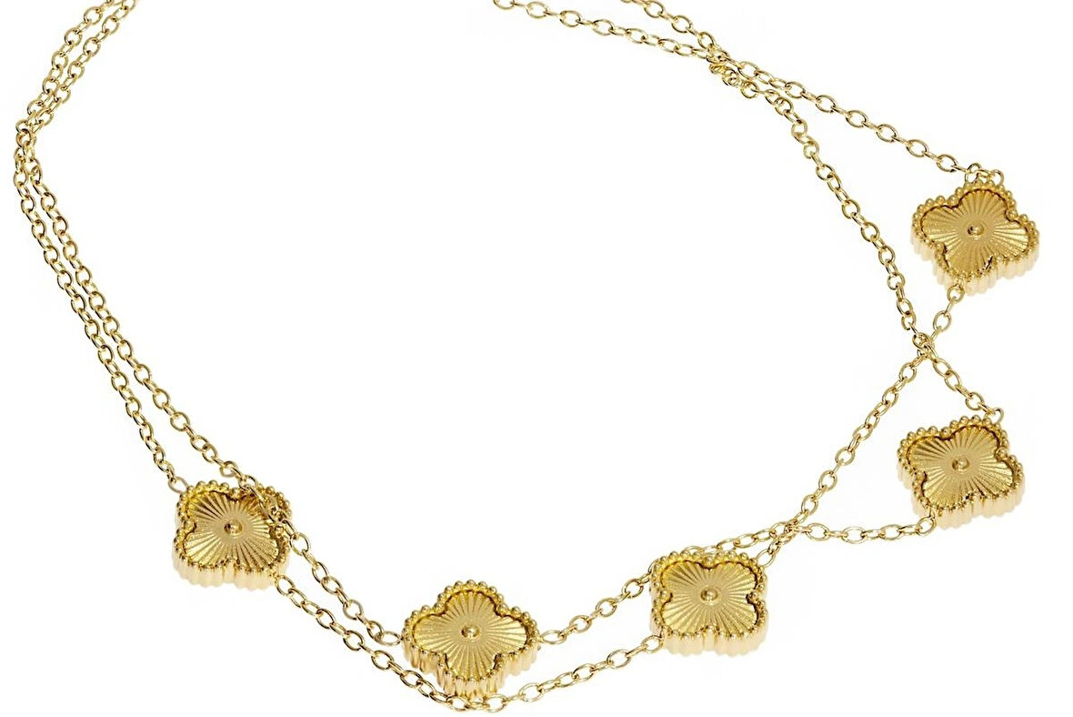 Kadın Gold Renk Yonca Model Çelik Halhal