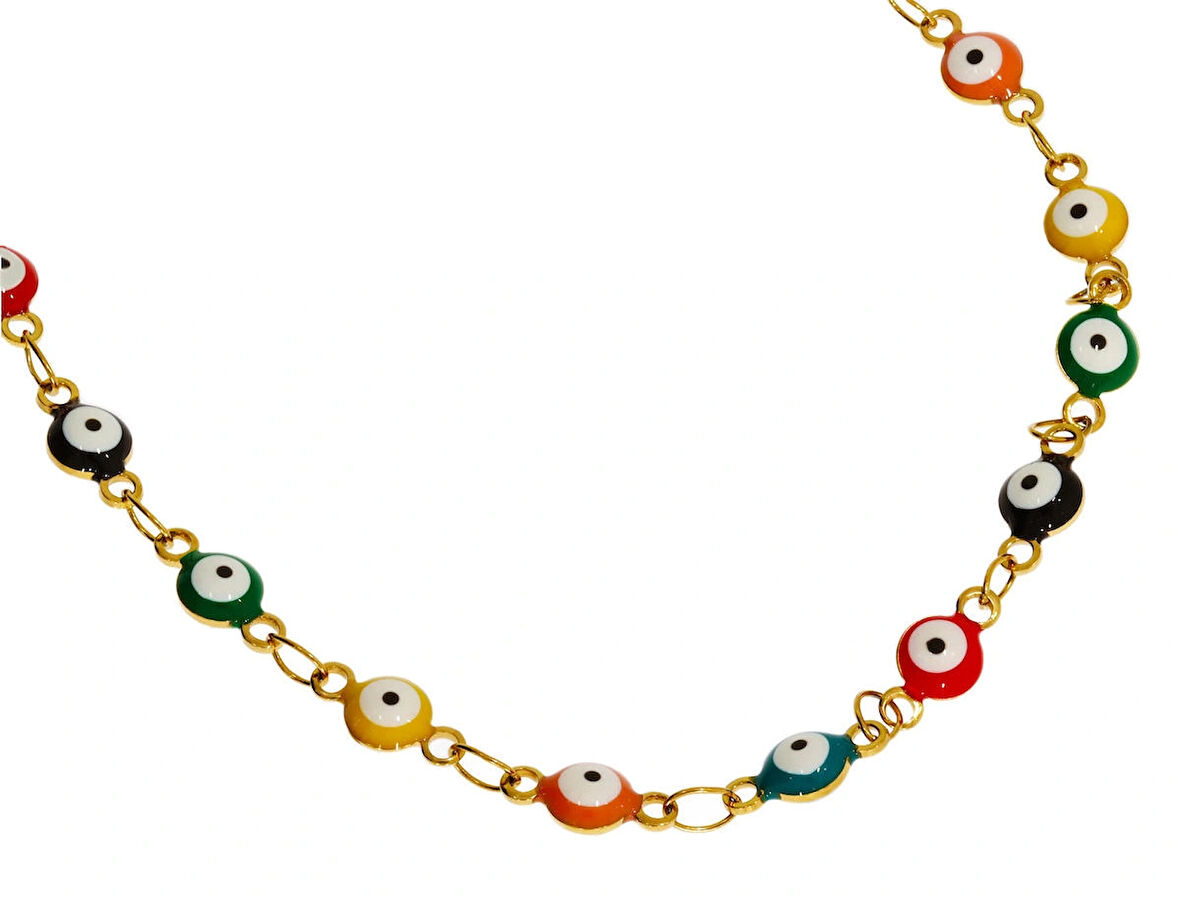 Kadın Rengarenk Göz Model Çelik Halhal