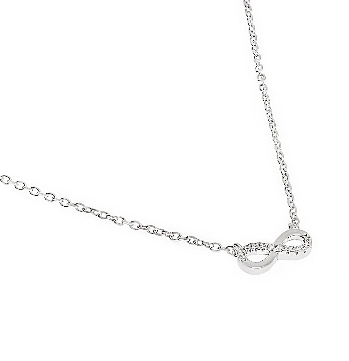 Kadın Sonsuzluk Model Taşlı Gümüş Kolye