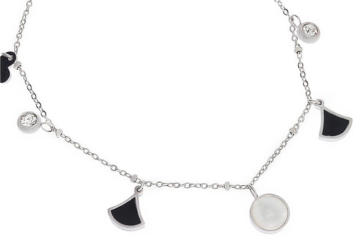 Kadın Sallantılı Model Kalp Detay Taşlı Çelik Halhal