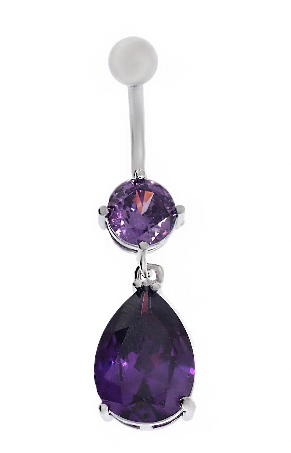 Kadın İkili Mor Taş Detay Sallantılı Çelik Piercing
