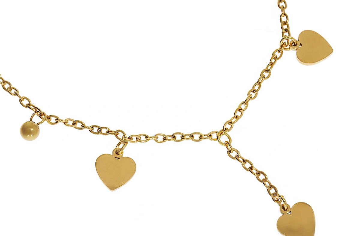 Kadın Gold Renk Sallanan Kalp Model Çelik Halhal