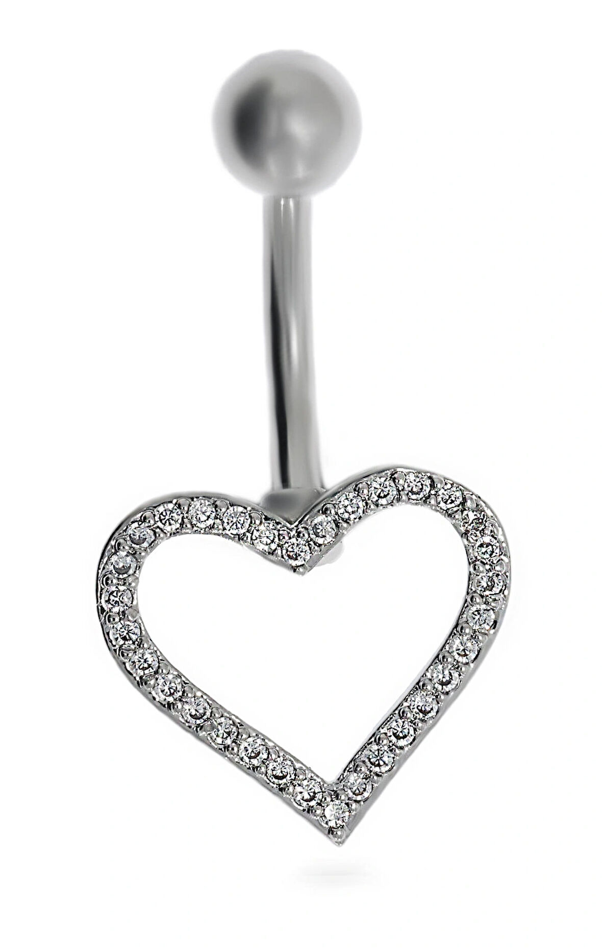 Kadın Taşlı Büyük Kalp Model Çelik Piercing