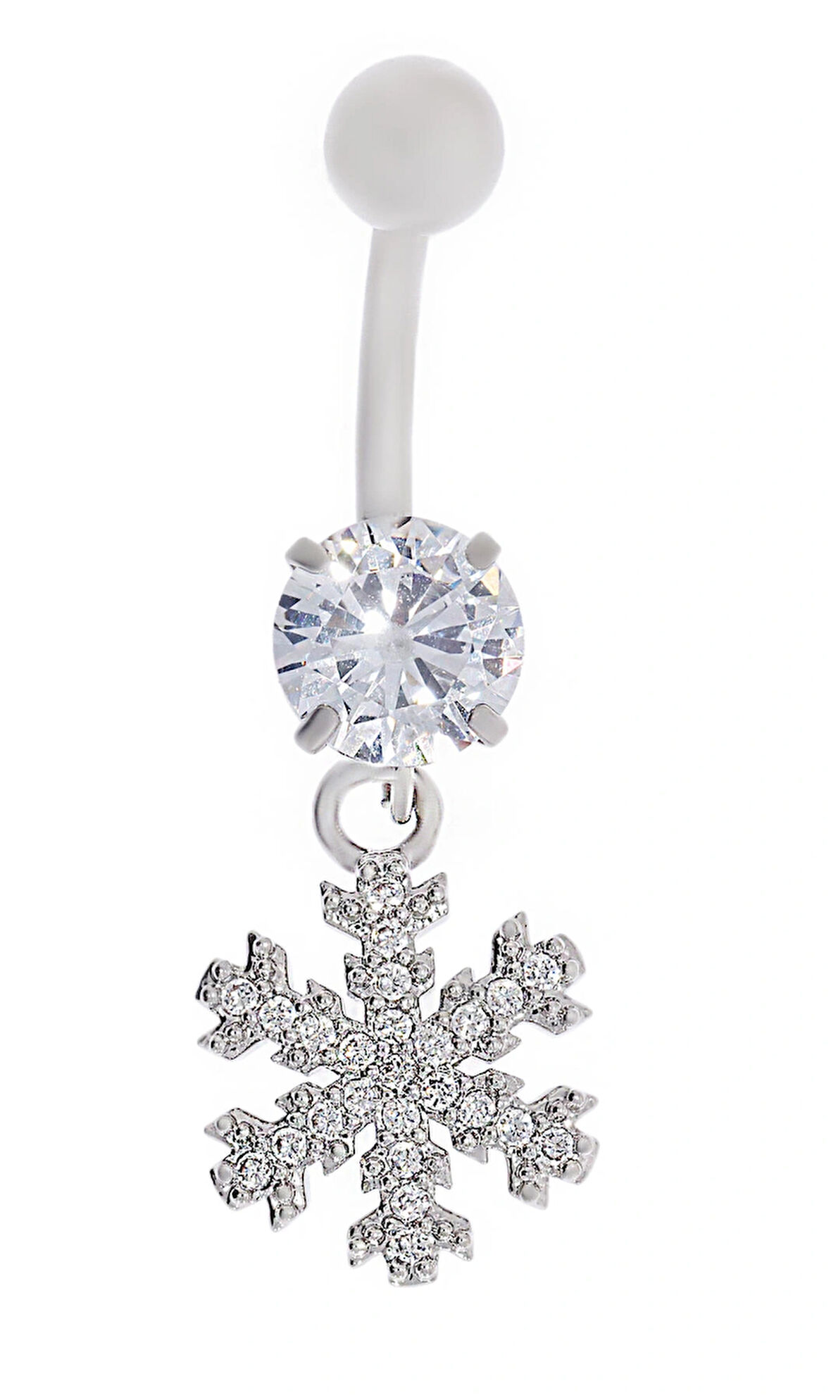Kadın Kar Tanesi ve Tektaş Model Taşlı Çelik Piercing