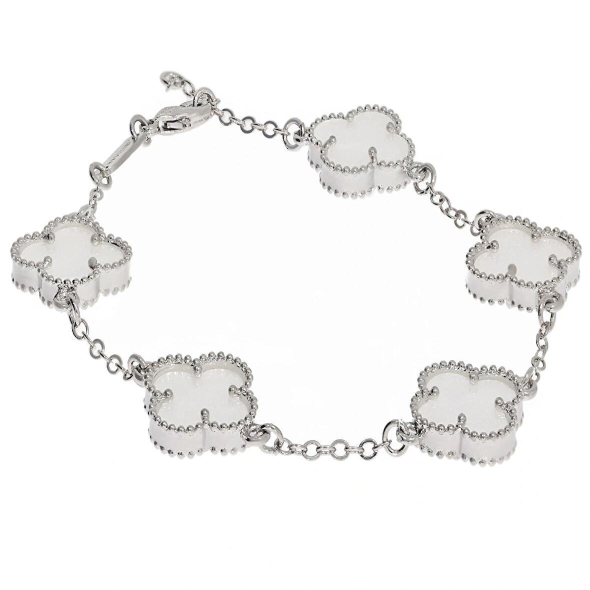 Kadın Beyaz Renk Yonca Model Çelik Bileklik