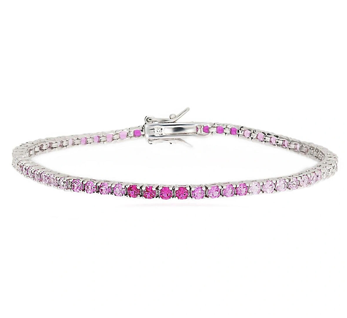 Kadın Pembe Renk Su Yolu Gümüş Bileklik