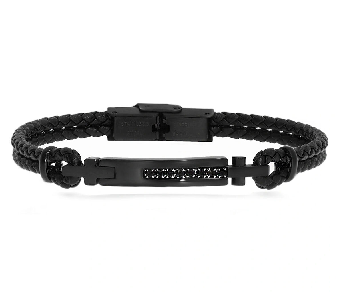 Erkek Siyah Taş Detay Deri Bileklik