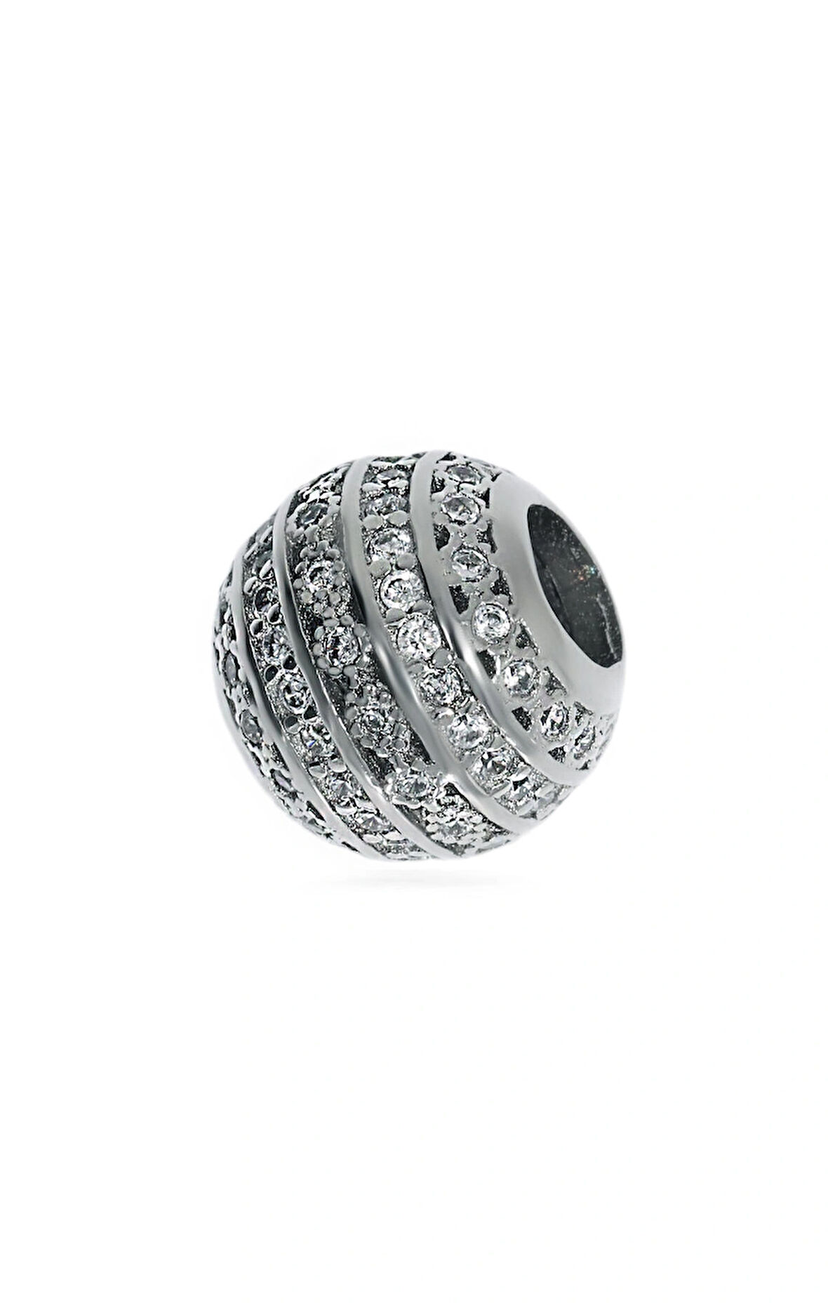 Kadın Silver Renk Taşlı Top Gümüş Charm