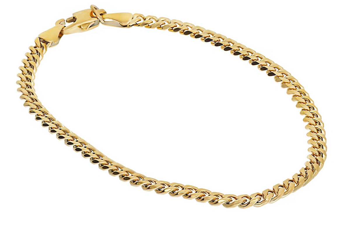 Erkek 3 mm İnce Çelik Bileklik Gold