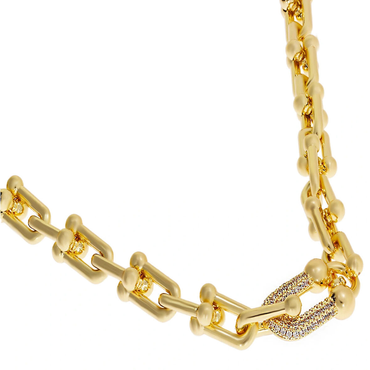 Bayan Taşlı Çelik Halka Detay Kolye