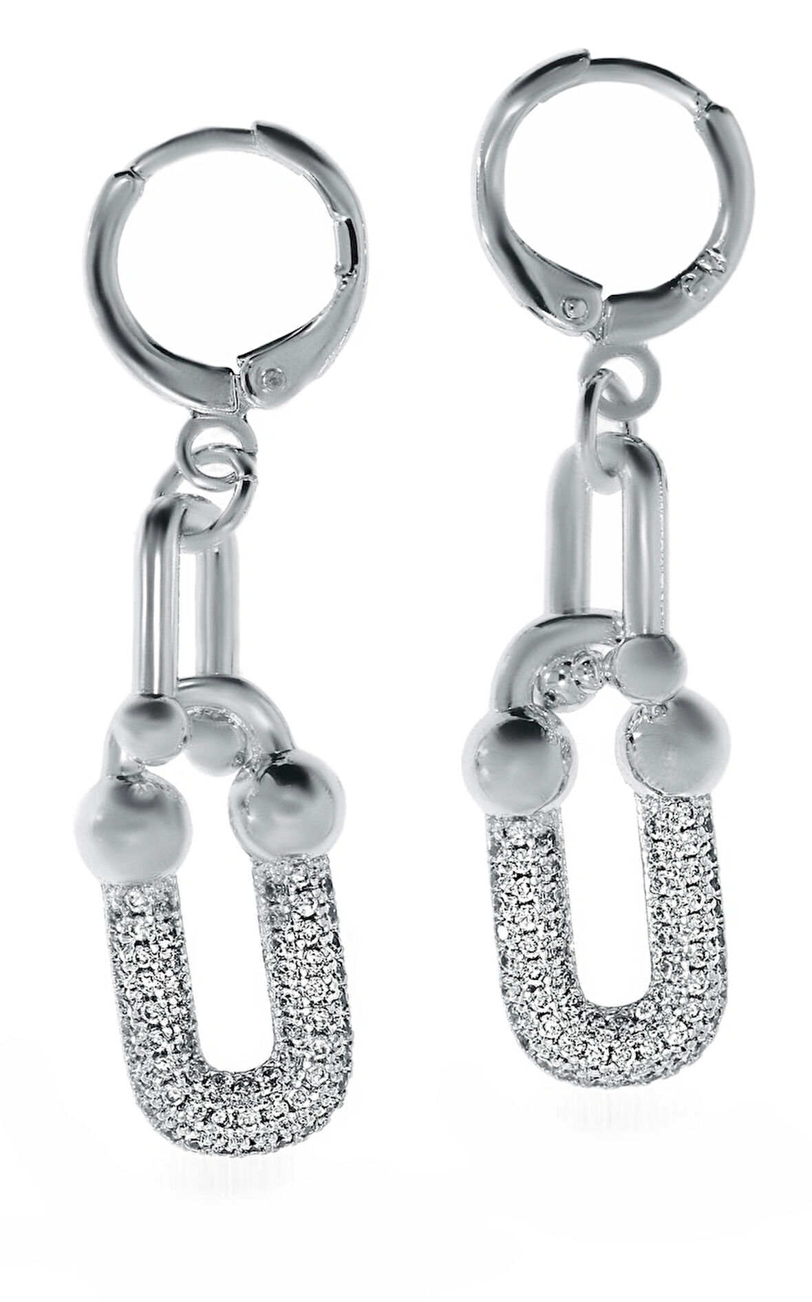 Kadın Taşlı Çelik Halka Detay Küpe