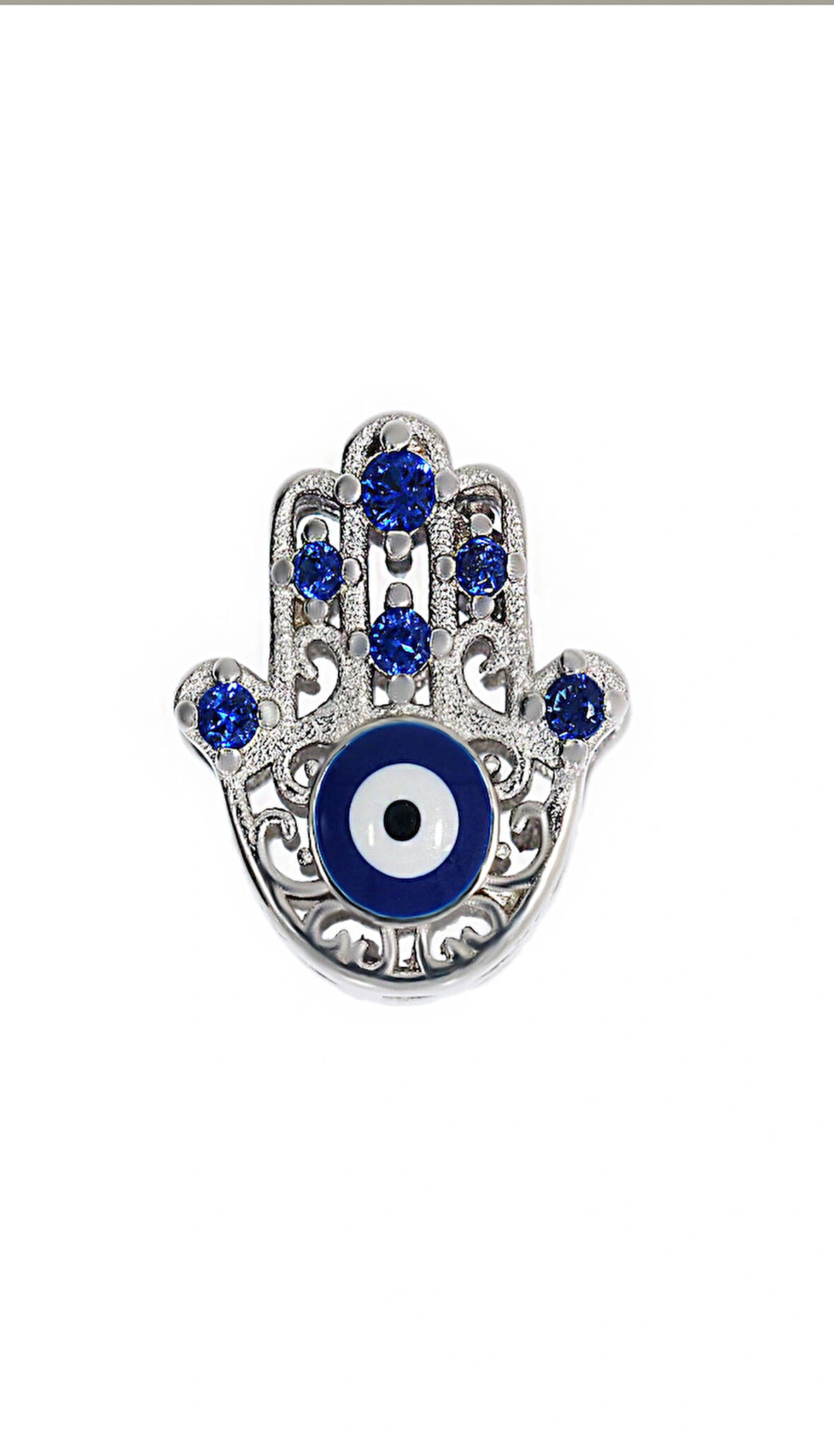 Kadın Fatma Ana Eli Model Nazar Boncuğu Detay Gümüş Charm