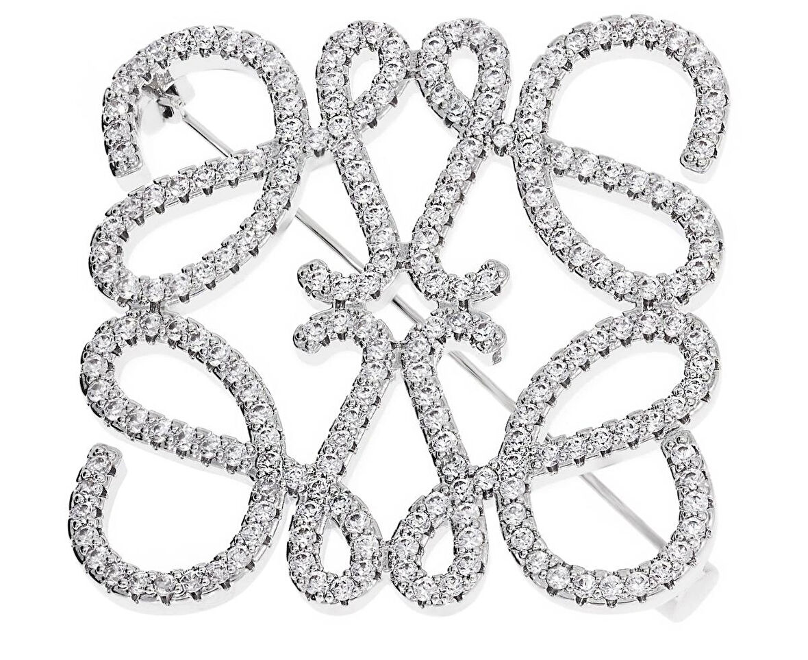 Kadın Love Model Taşlı Broş Gümüş